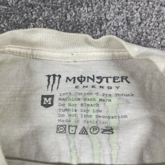 Monster Energy T Shirt Mens Medium Y2K Distressed Punk Skater Short Sleeve White - Picture 3 of 15